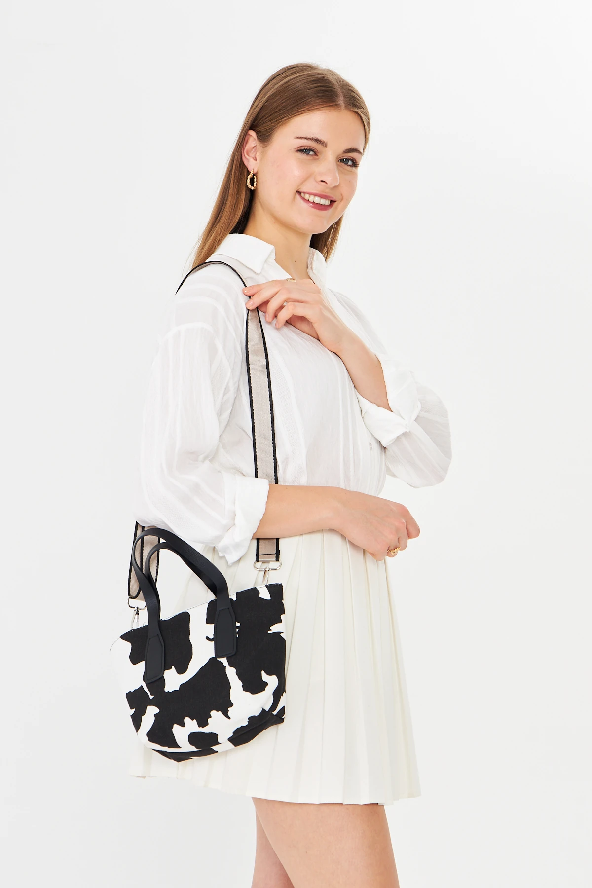 Besti Uzun Askılı Çapraz Çanta - Cow Print