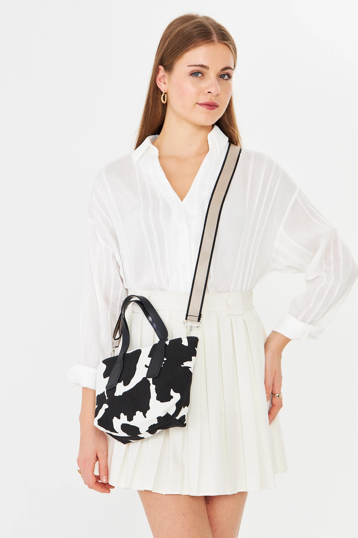 Besti Uzun Askılı Çapraz Çanta - Cow Print