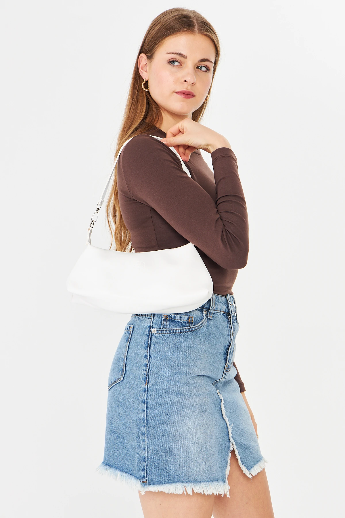 Lumira Mini Baget Kadın Omuz, Kol ve El Çantası - Beyaz