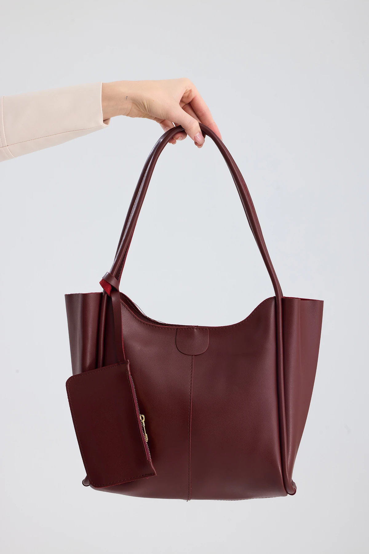  Velina Cüzdan Detaylı Büyük Boy Kadın El, Kol ve Omuz Çantası