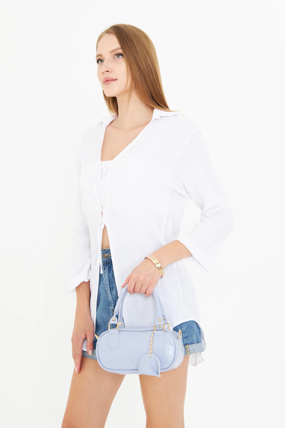 Neka Charm Detaylı El, Kol Ve Omuz Çantası - Bebek Mavisi