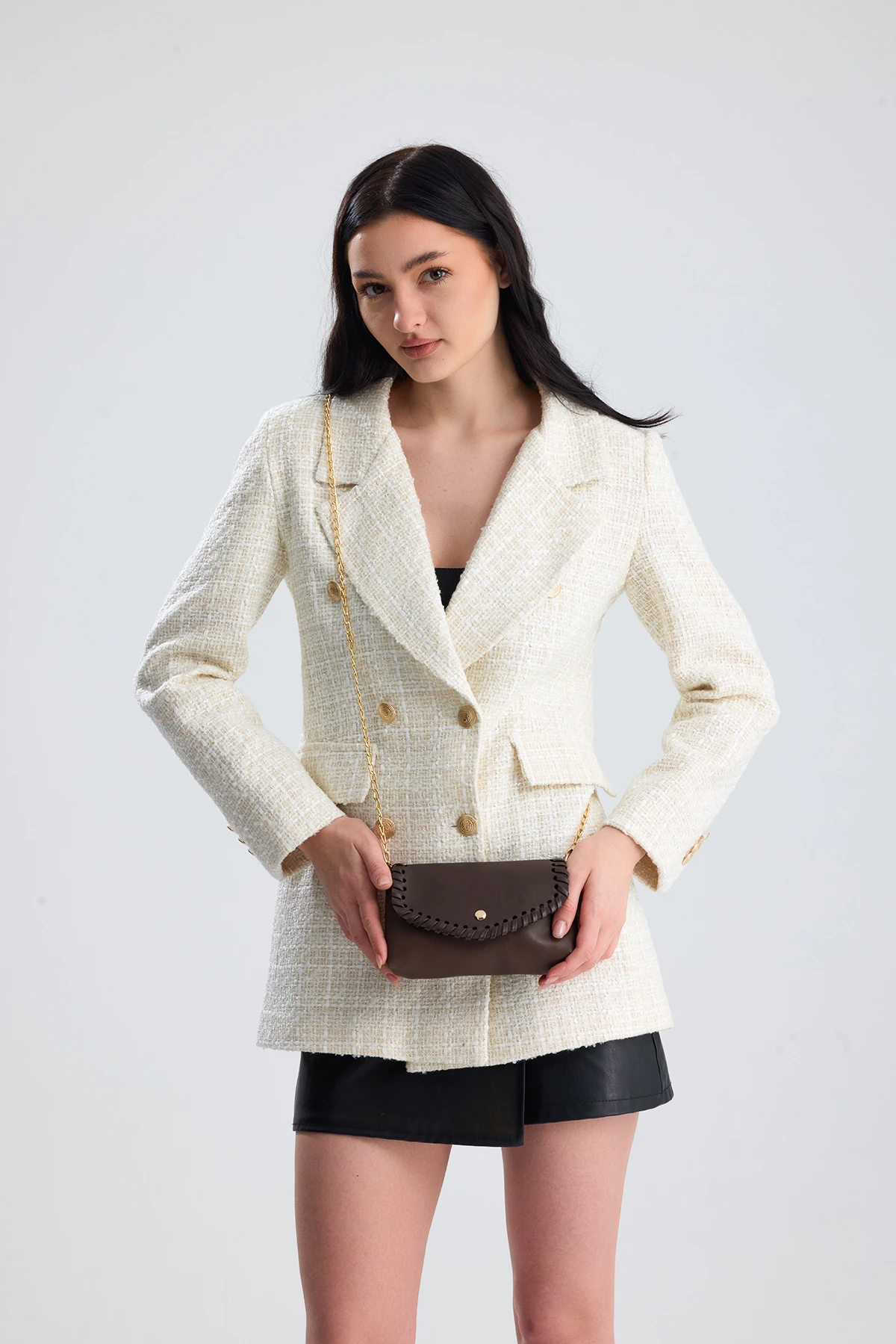 Allegra Zincirli Günlük Mini Kadın Omuz, Kol ve El Çantası - Kahverengi