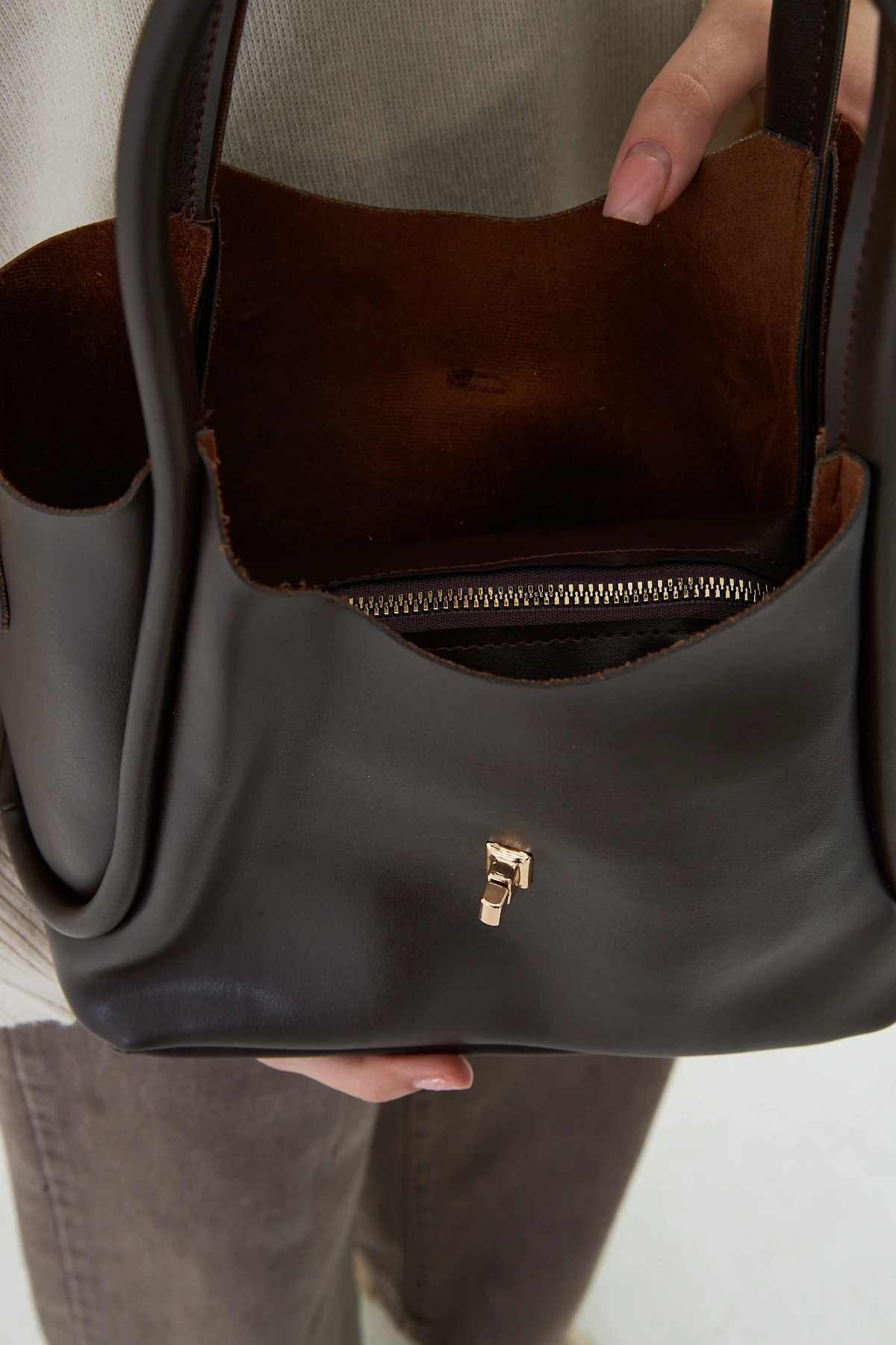 Arlina Çapraz Askılı Yavrulu Kadın Omuz, Kol ve El Çantası - Kahverengi