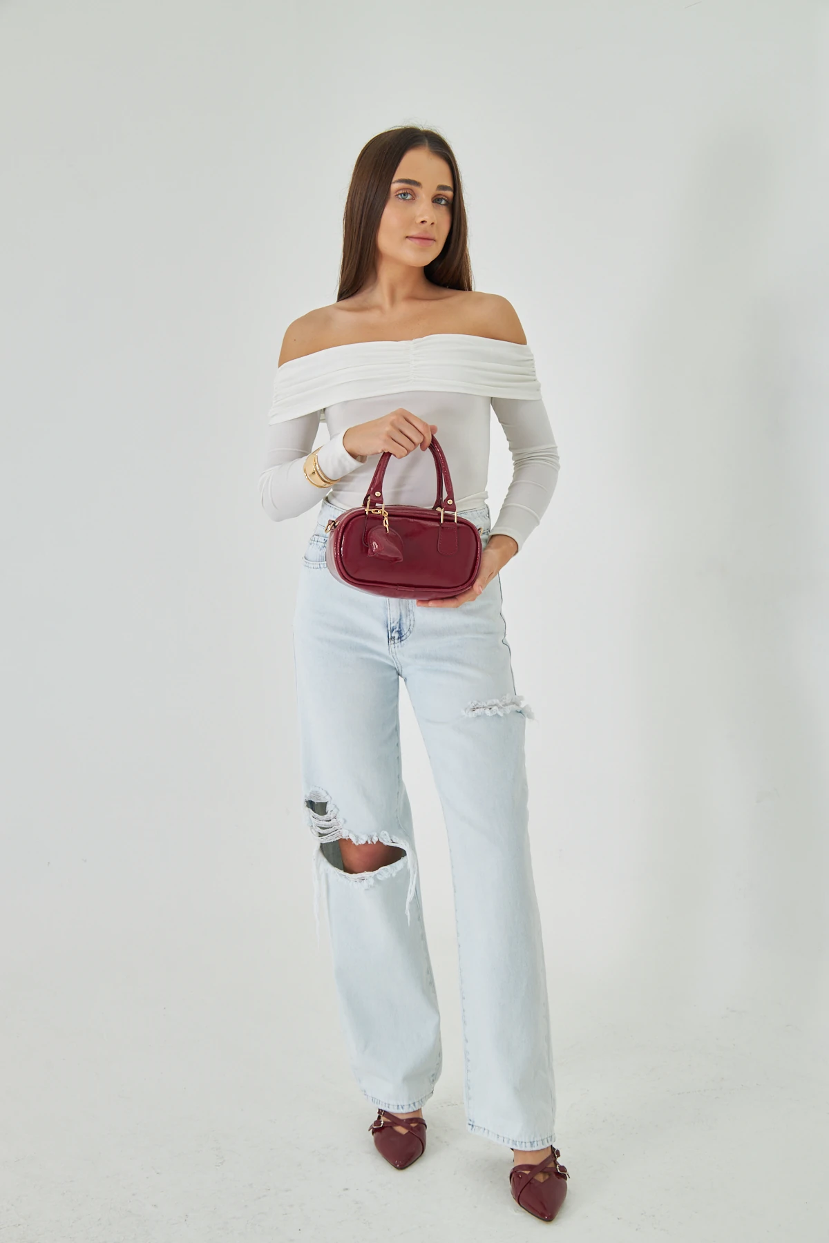 Neka Charm Detaylı El, Kol Ve Omuz Çantası - Bordo