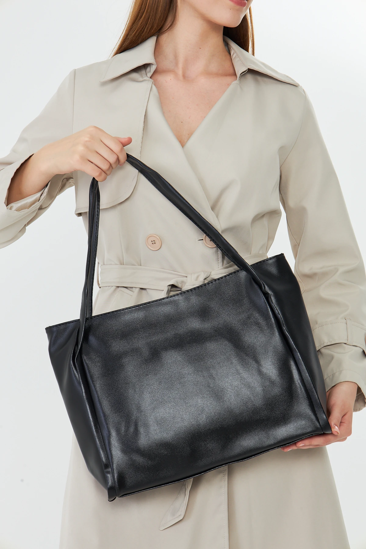 Esmarie Çift Saplı Salaş Kadın Omuz, Kol ve El Çantası - Siyah