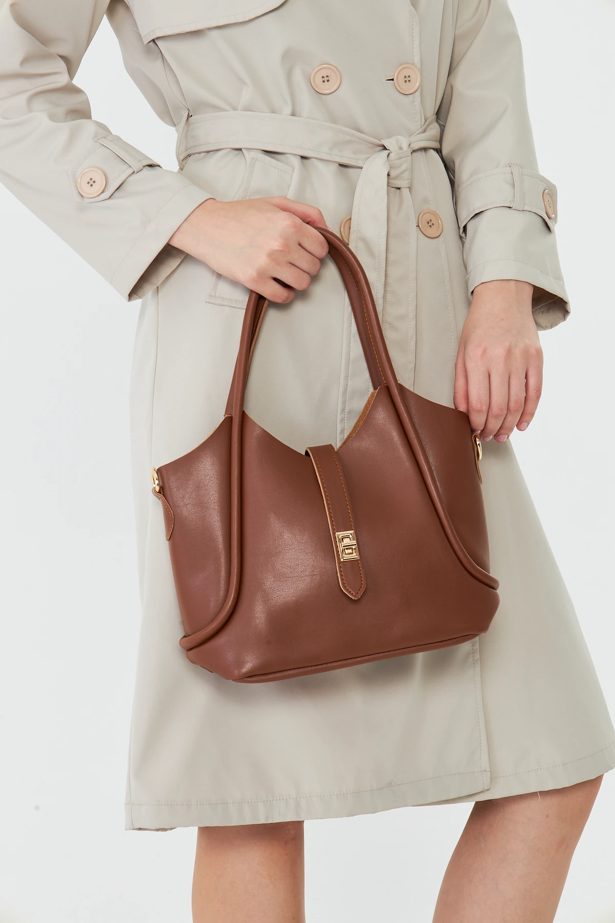 Arlina Çapraz Askılı Yavrulu Kadın Omuz, Kol ve El Çantası - Taba