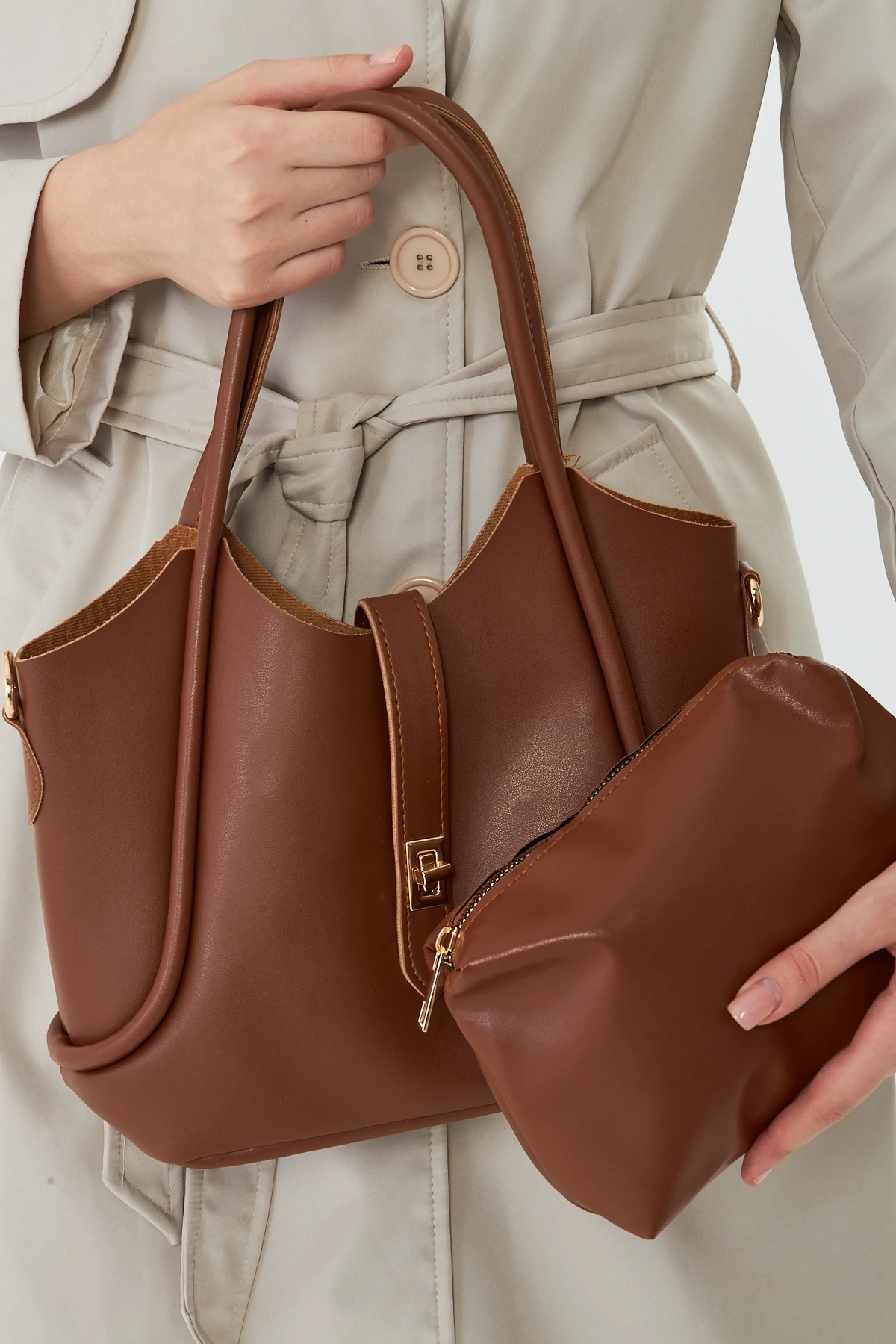 Arlina Çapraz Askılı Yavrulu Kadın Omuz, Kol ve El Çantası - Taba