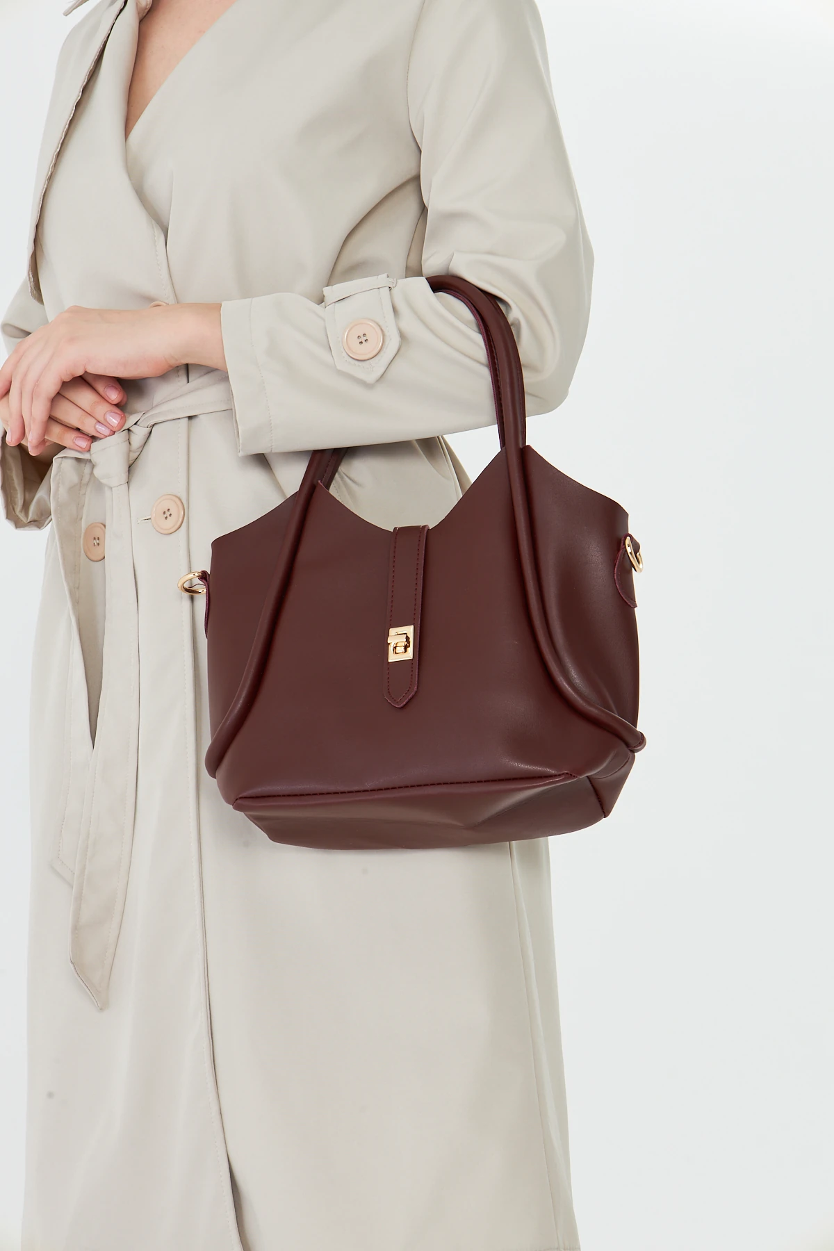 Arlina Çapraz Askılı Yavrulu Kadın Omuz, Kol ve El Çantası - Bordo