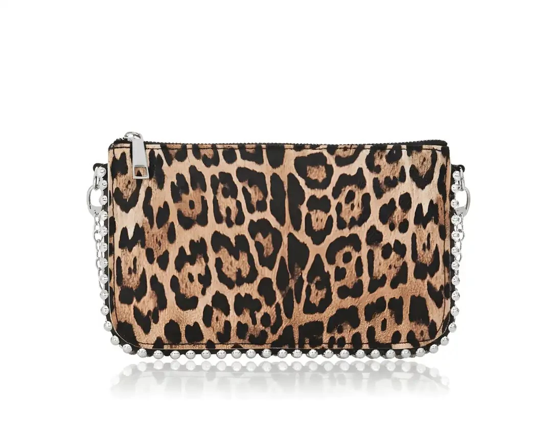 Feyora Zincir Askılı Boncuklu Kadın Omuz, Kol ve El Çantası - Leopar