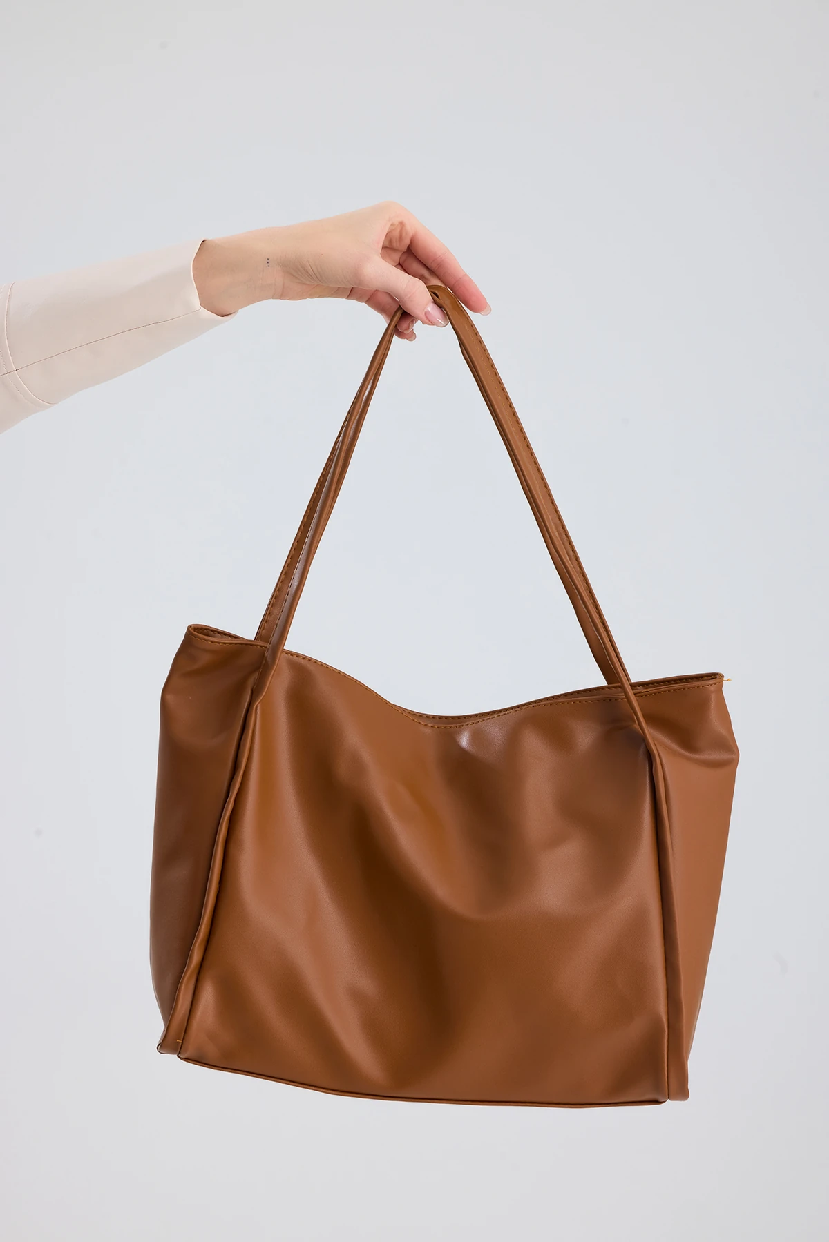 Esmarie Çift Saplı Salaş Kadın Omuz, Kol ve El Çantası - Taba