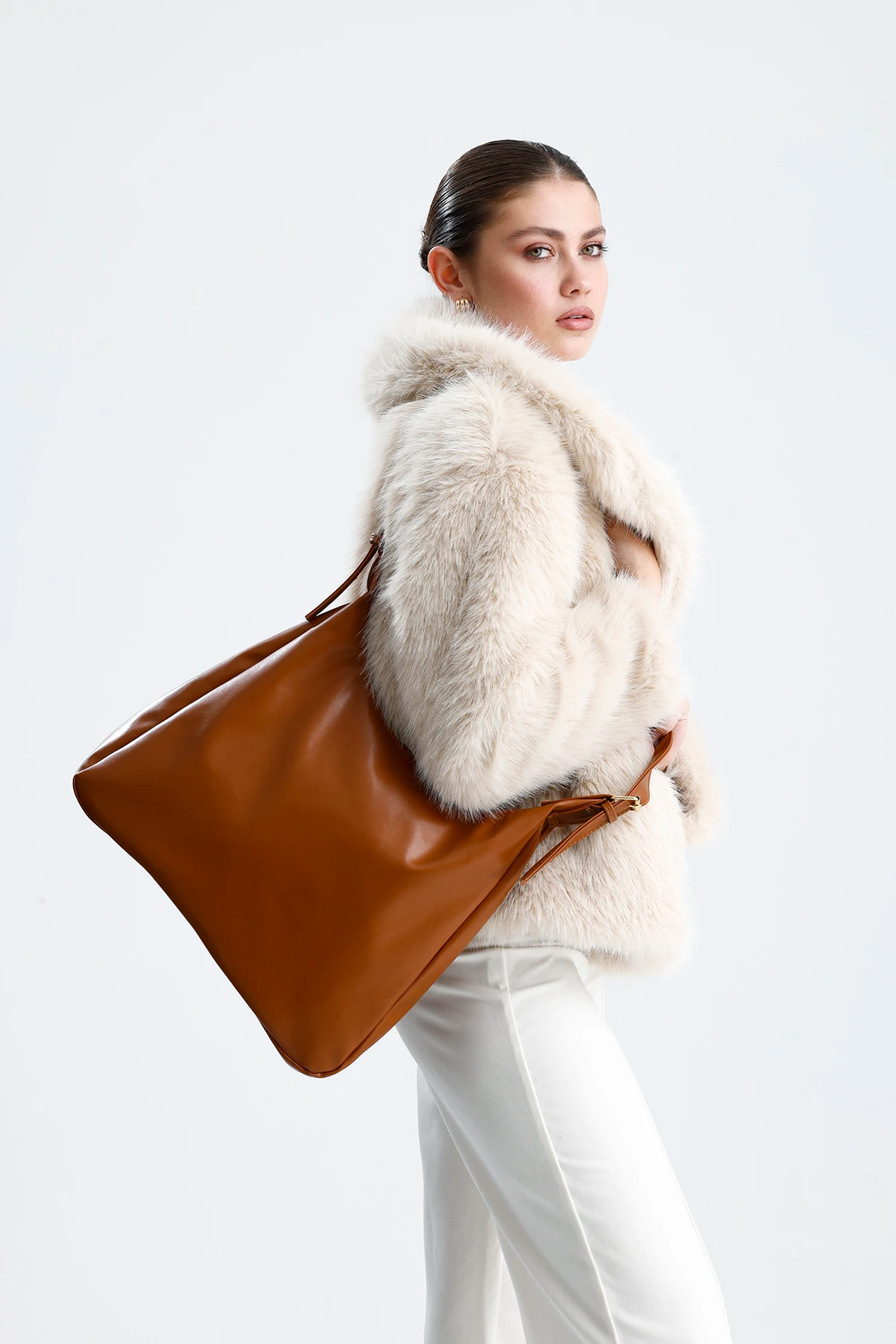 Luvin Salaş Kadın Omuz, Kol ve El Çantası - Taba