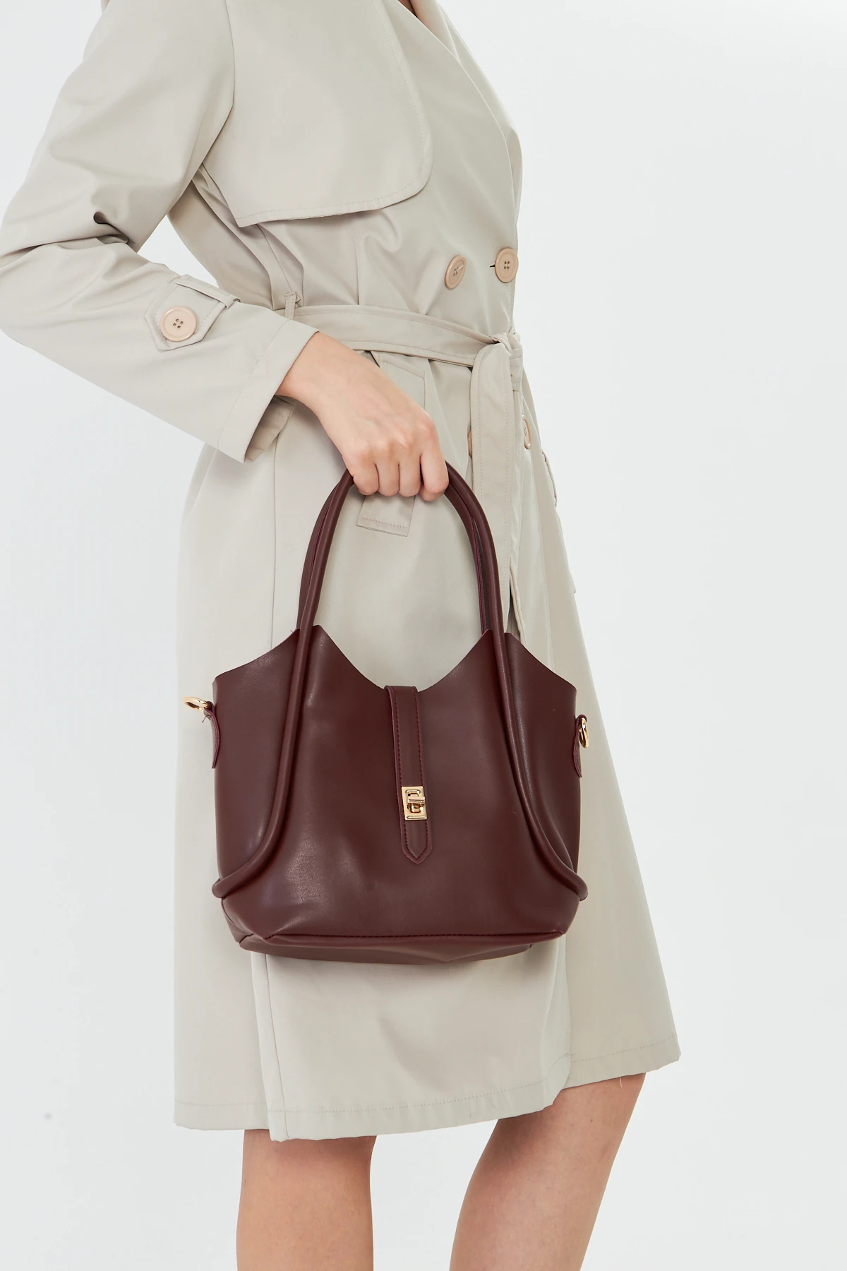 Arlina Çapraz Askılı Yavrulu Kadın Omuz, Kol ve El Çantası - Bordo