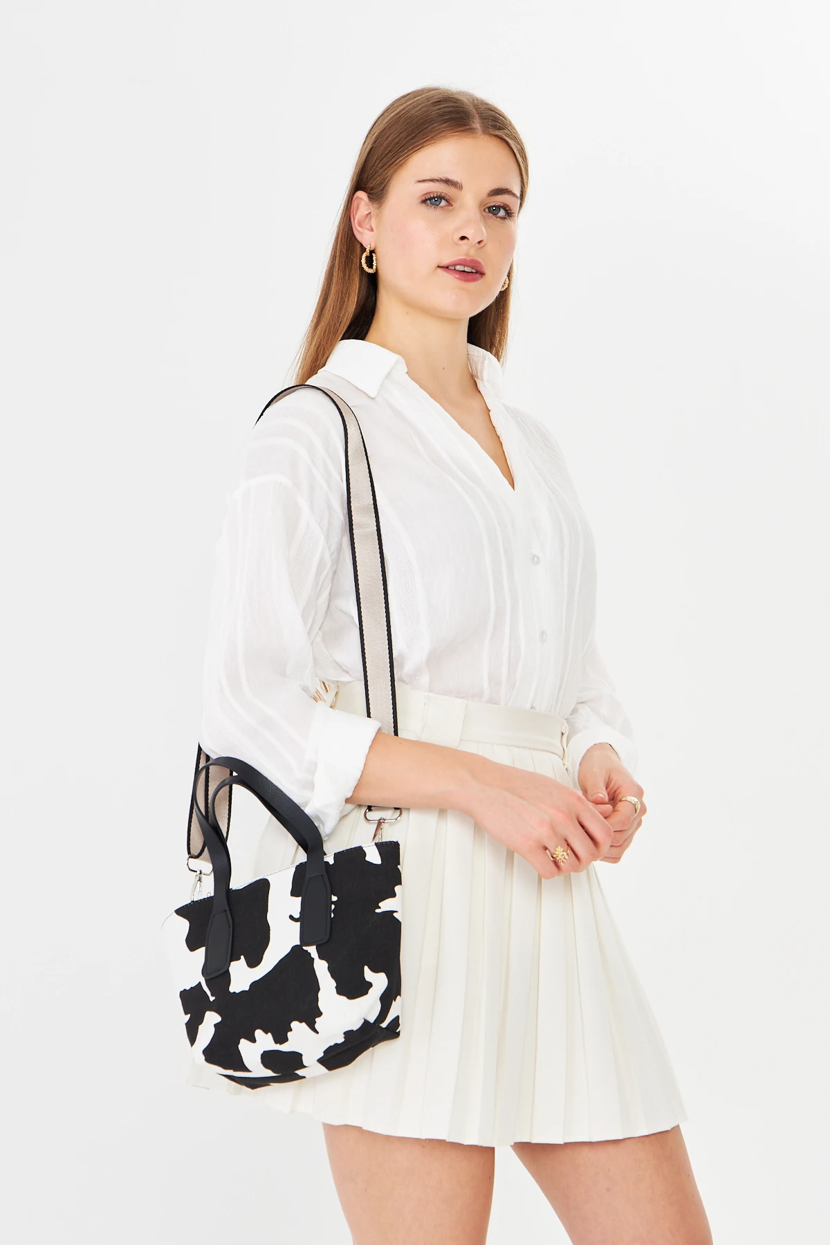 Besti Uzun Askılı Çapraz Çanta - Cow Print