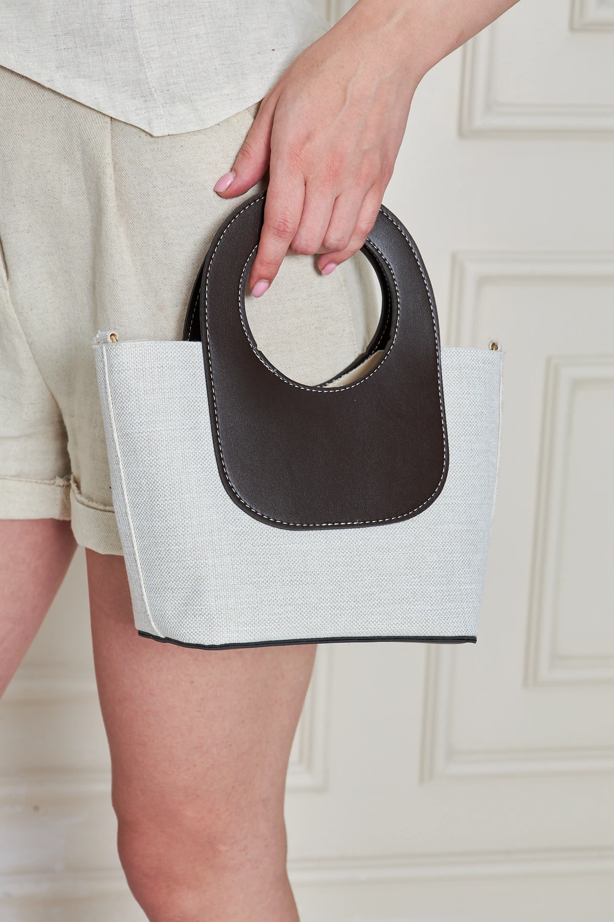 Almaria Kanvas Yavrulu Kadın El, Kol ve Omuz Çantası - Kahverengi