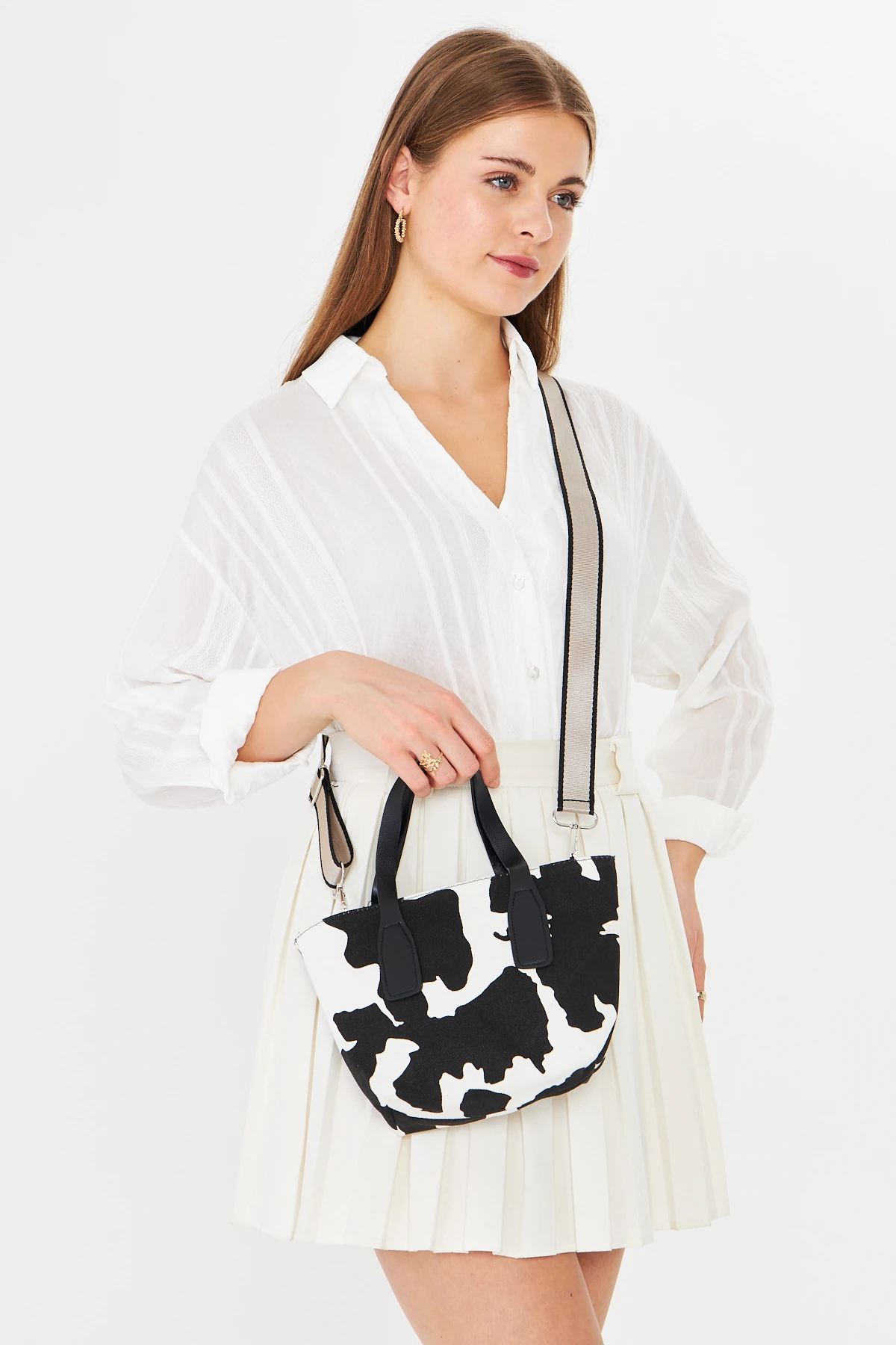 Besti Uzun Askılı Çapraz Çanta - Cow Print