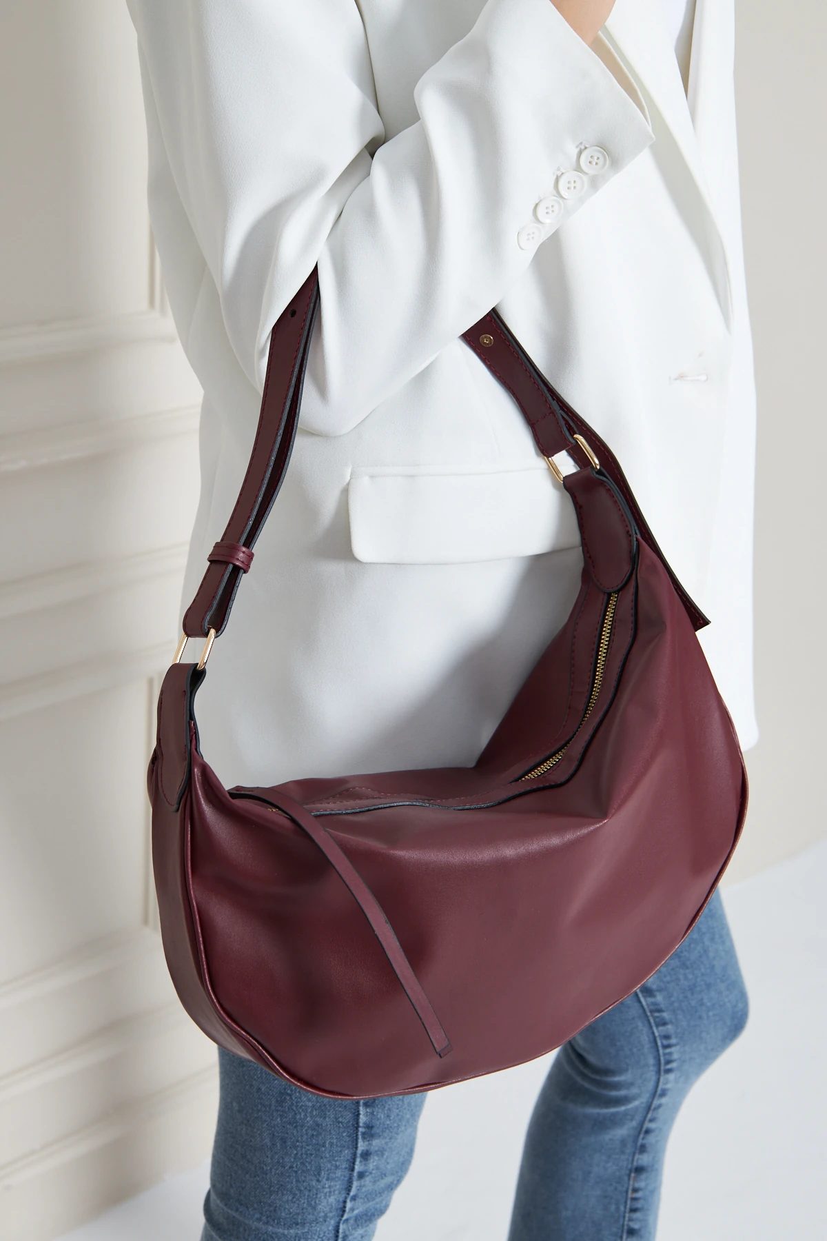 Nora Salaş Omuz Çantası - Bordo