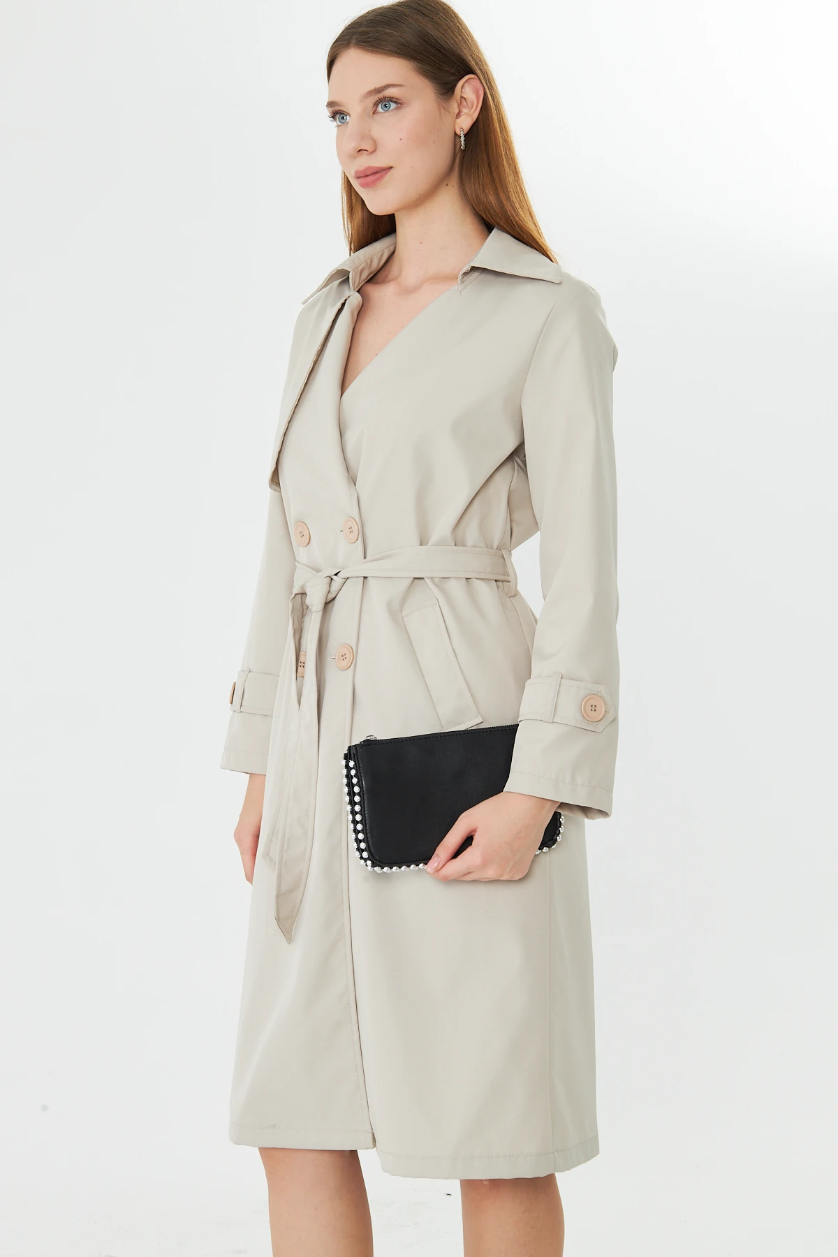 Feyora Zincir Askılı Boncuklu Kadın Omuz, Kol ve El Çantası - Siyah