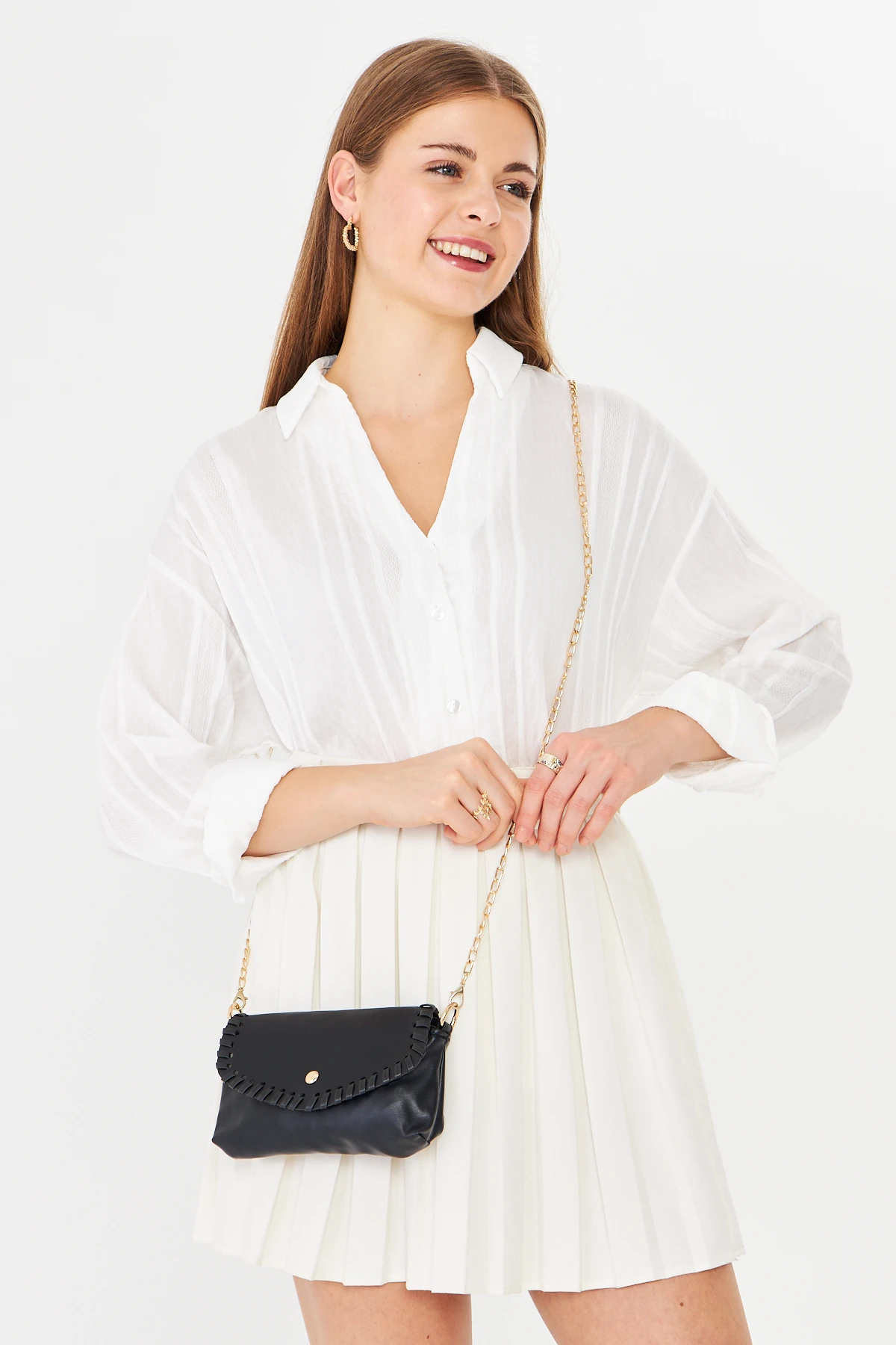 Allegra Zincirli Günlük Mini Kadın Omuz, Kol ve El Çantası - Siyah