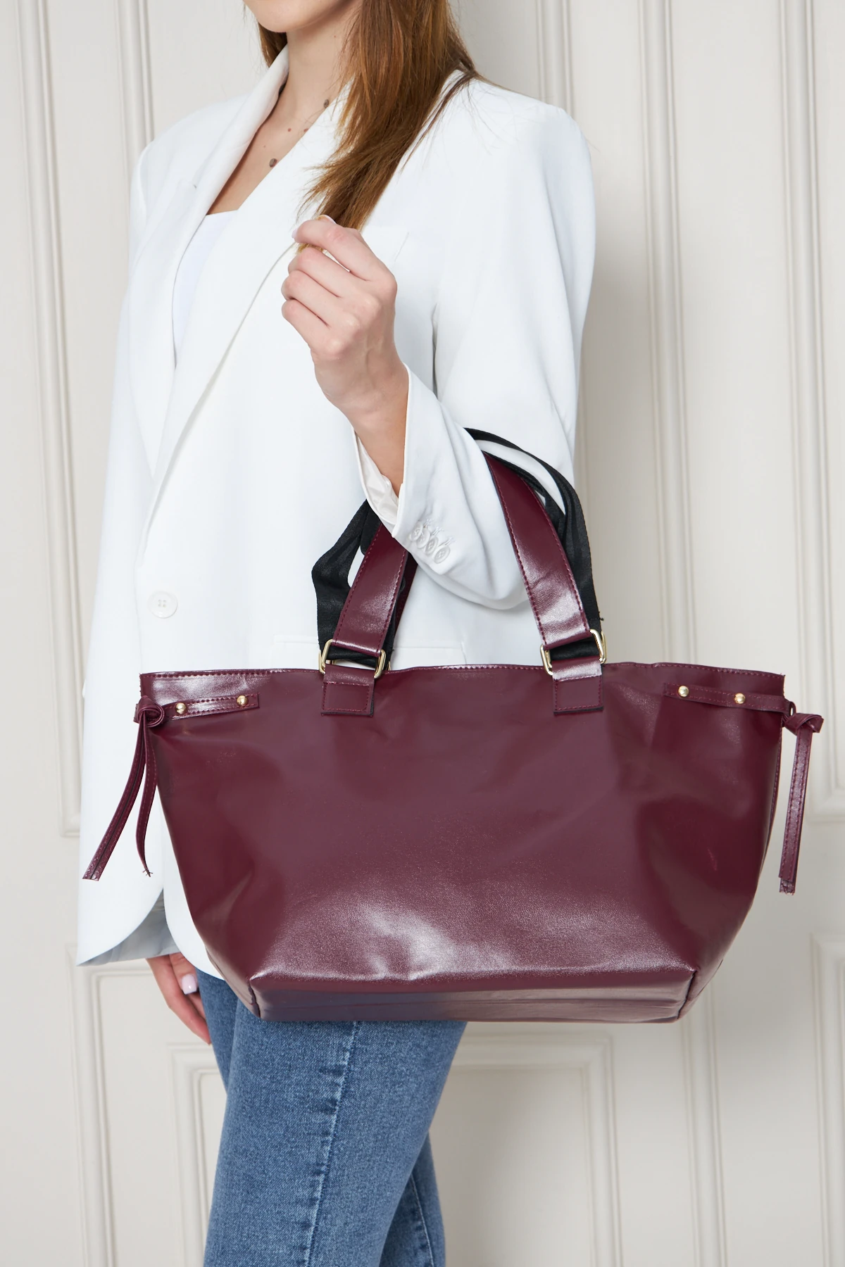 Jute Omuz Çantası - Bordo