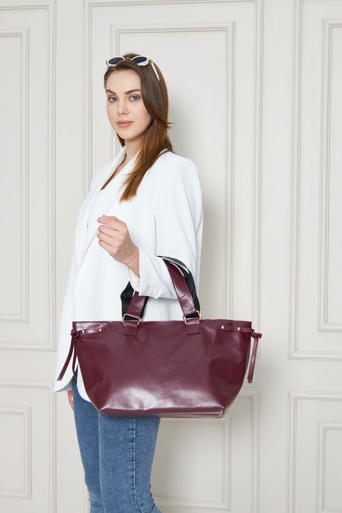 Jute Omuz Çantası - Bordo