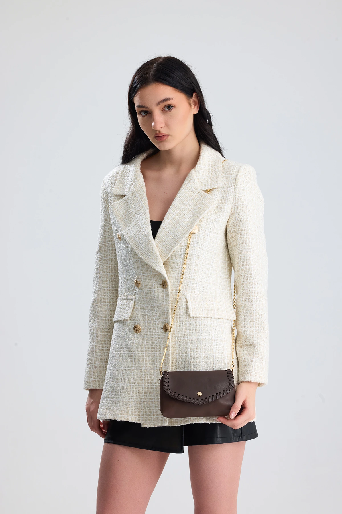 Allegra Zincirli Günlük Mini Kadın Omuz, Kol ve El Çantası - Kahverengi