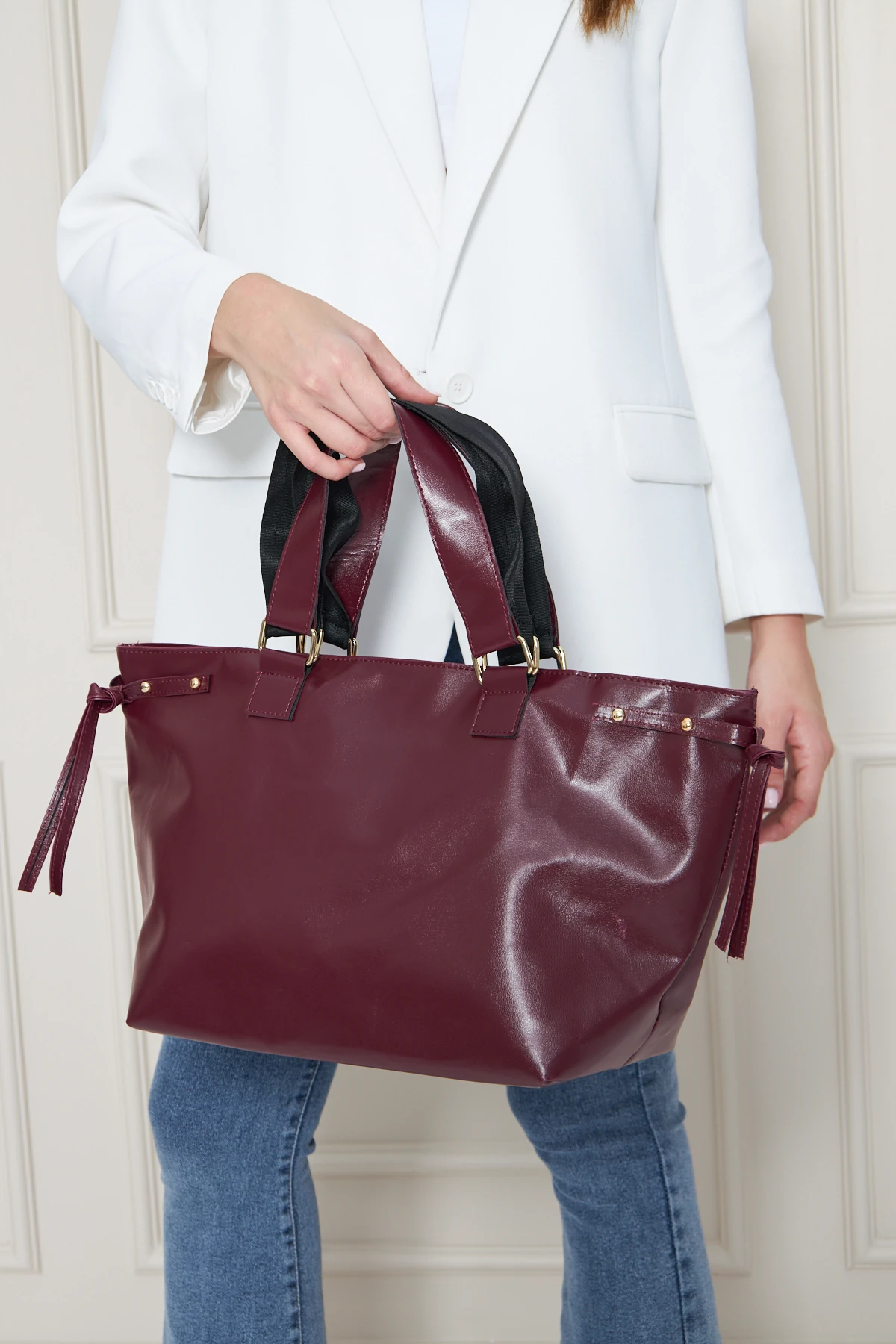 Jute Omuz Çantası - Bordo