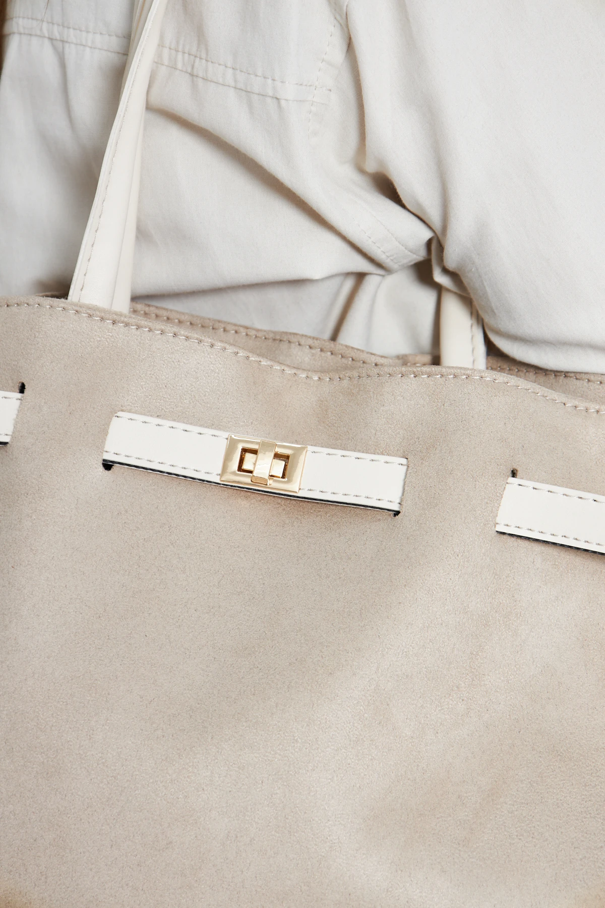 Debra Süet Omuz Çantası - Bej