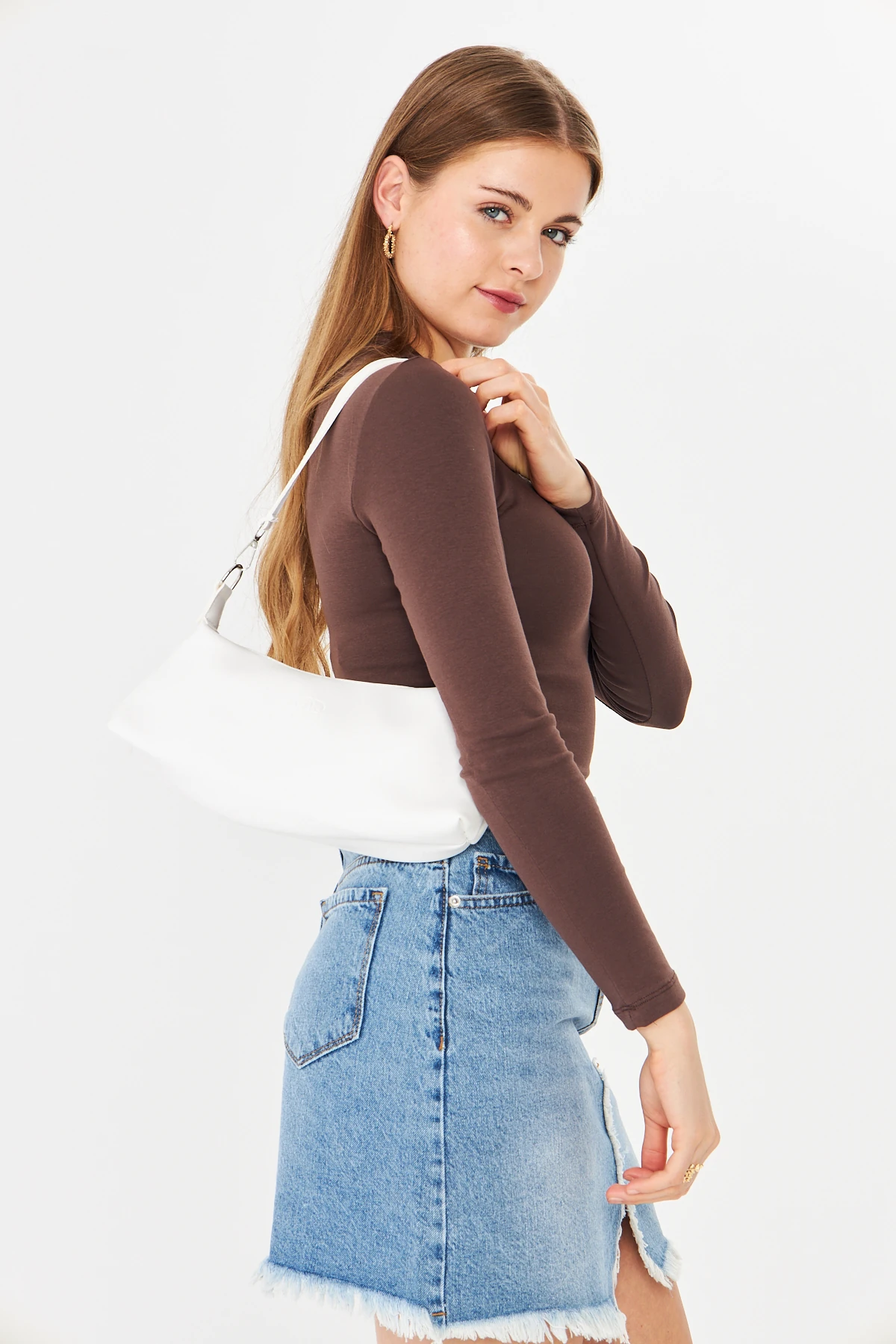 Lumira Mini Baget Kadın Omuz, Kol ve El Çantası - Beyaz