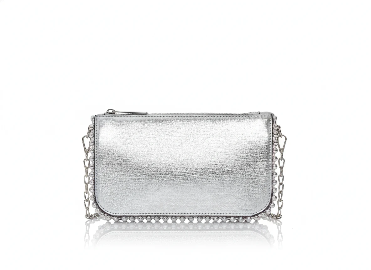 Feyora Zincir Askılı Boncuklu Kadın Omuz, Kol ve El Çantası - Gümüş