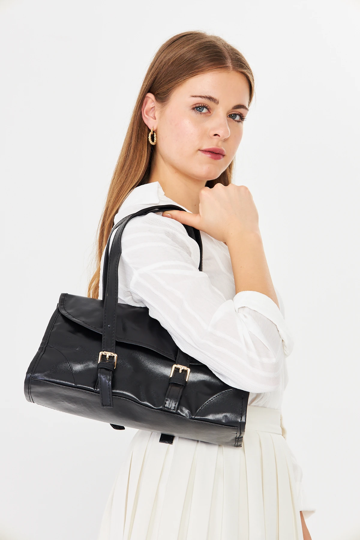 Nima Vintage Baget Çanta - Siyah