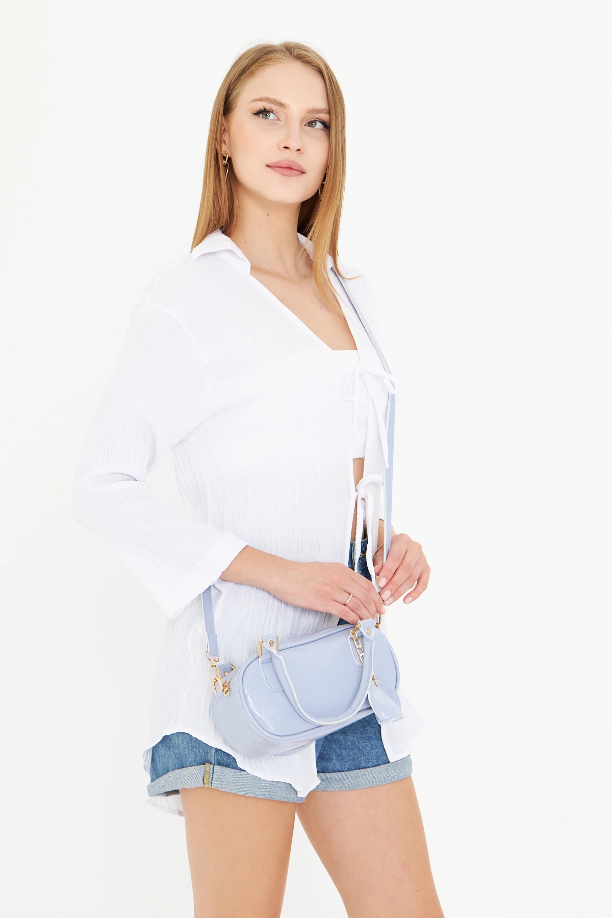 Neka Charm Detaylı El, Kol Ve Omuz Çantası - Bebek Mavisi