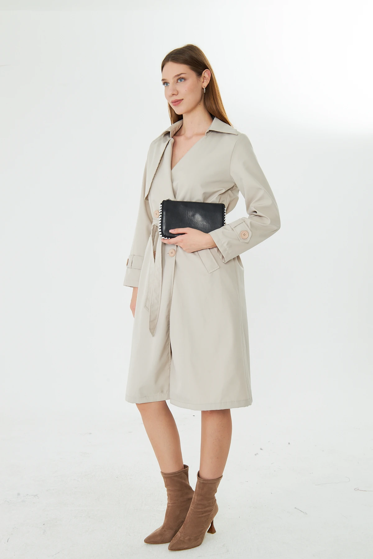 Feyora Zincir Askılı Boncuklu Kadın Omuz, Kol ve El Çantası - Siyah