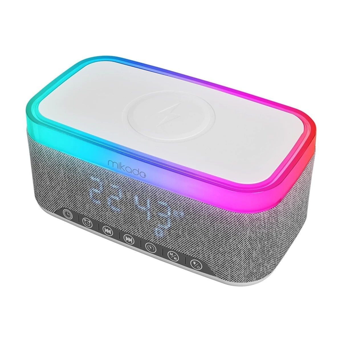 Mikado MD-W8 Bluetooth 1200 mAh Kablosuz Şarj Alarmlı Saat ve RGB Gece Lambası Özellikli Hoparlör