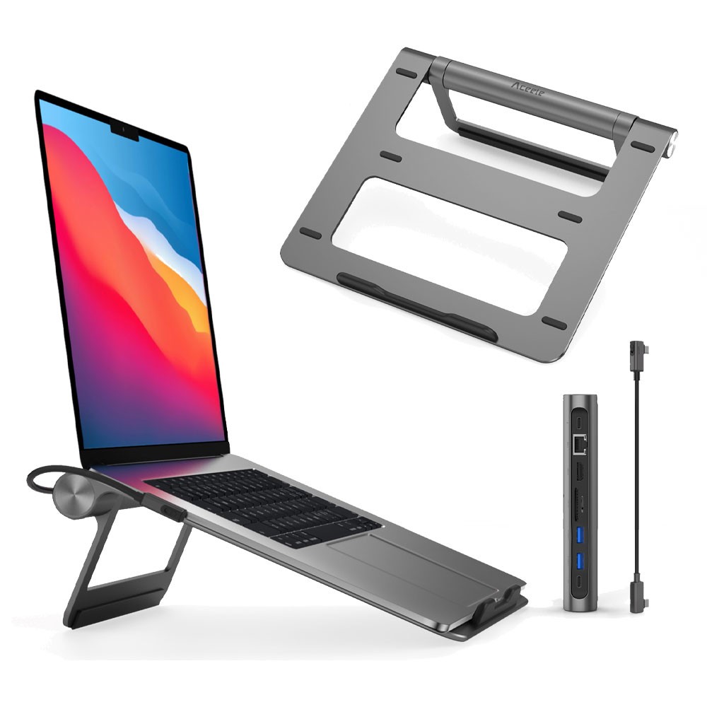 Wiwu A821CH 8in1 Hub Bağlantı İstasyonlu Notebook Laptop Standı PD3.0/USB3.0/RJ45 (1000Mbps)/SD/TF/HDMI (4K@30Hz)