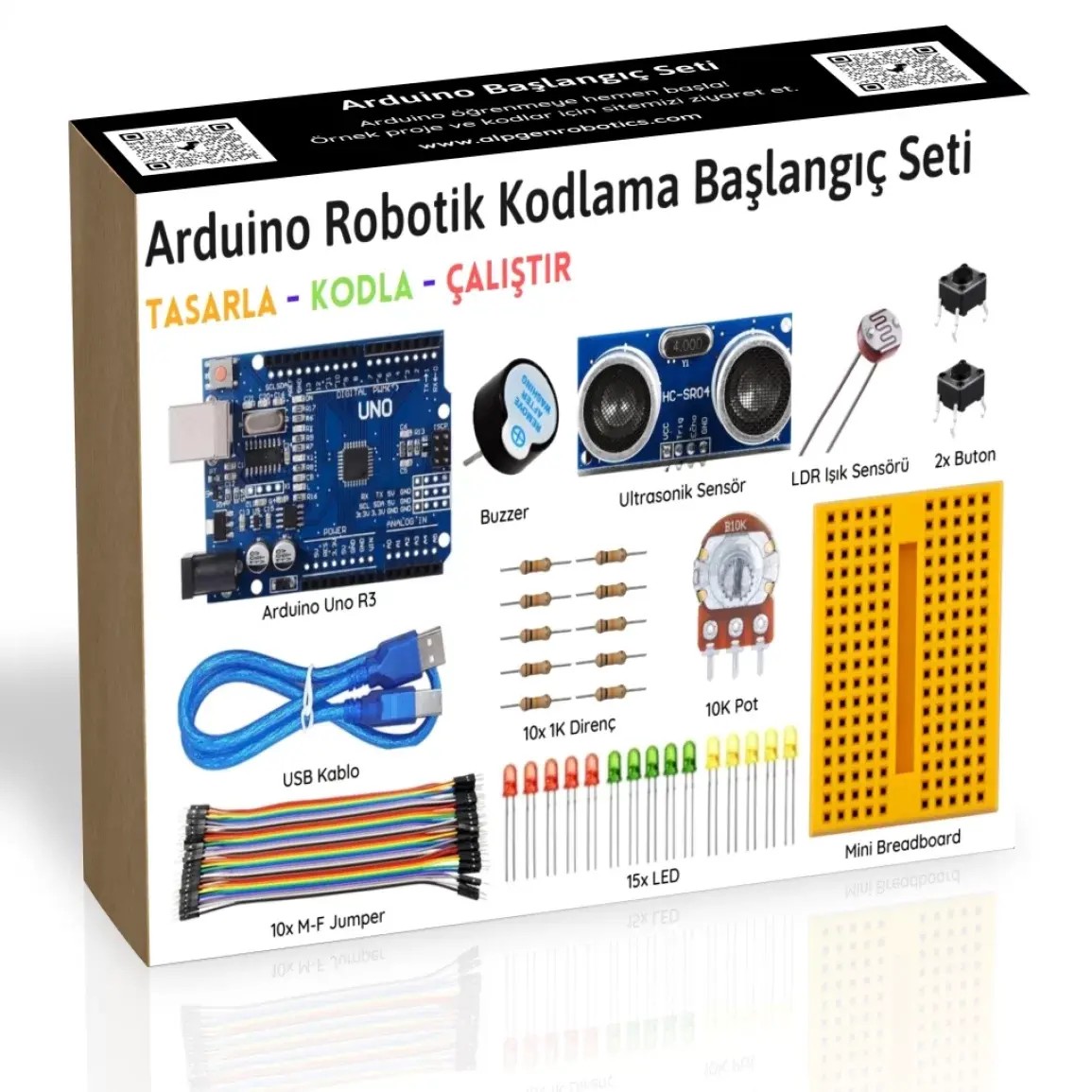 Arduino Uno (Klon) R3 Robotik Kodlama Başlangıç Seti 44 Parça