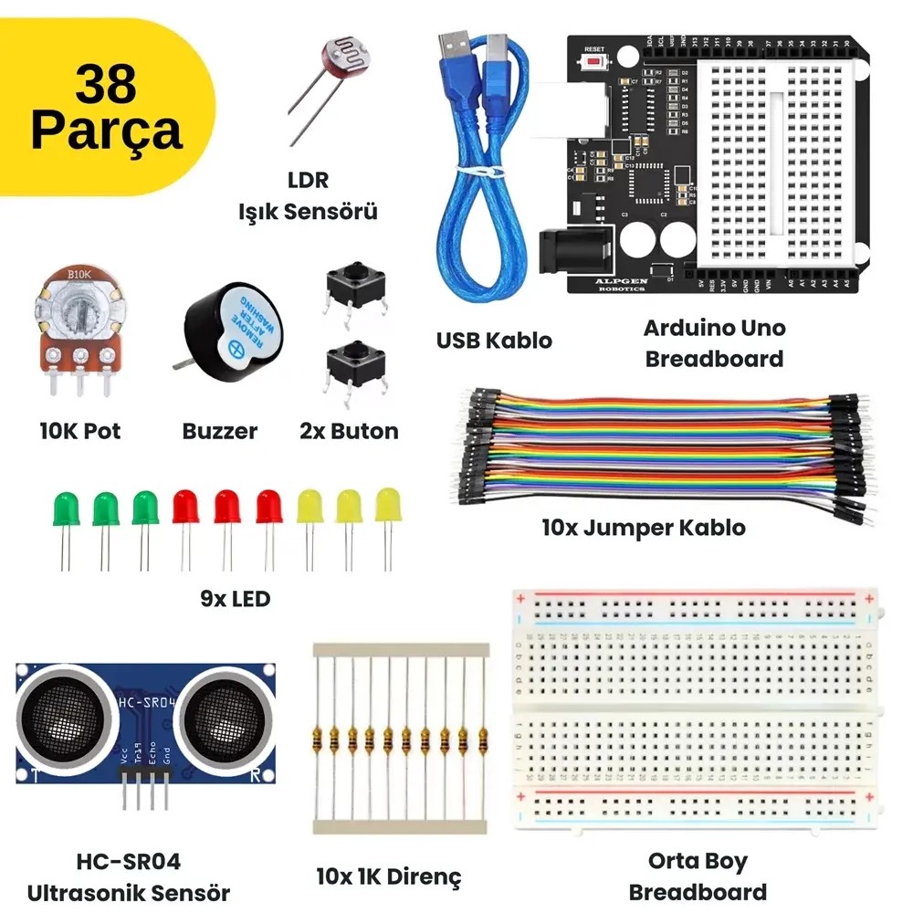 38 Parça Arduino Robotik Kodlama Başlangıç Seti +8 Yaş