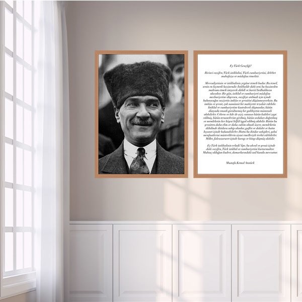 Atatürk ve Gençliğe Hitabe İkili Çerçeve ve Poster Seti - ATA1002