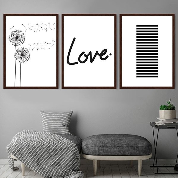 Love Tema 1 Üçlü Çerçeve ve Poster Seti - K1008