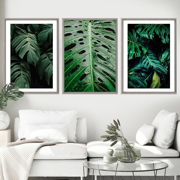 Monstera 1 Üçlü Çerçeve ve Poster Seti - YB1005