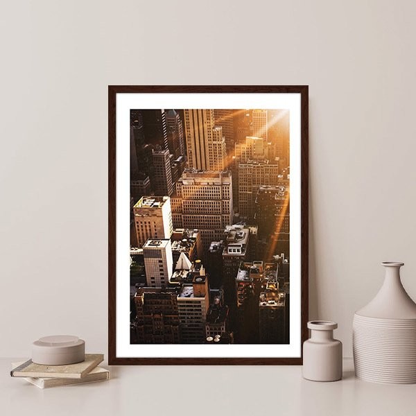 Gün Batımı Binalar 3 Çerçeve ve Poster -  M1039