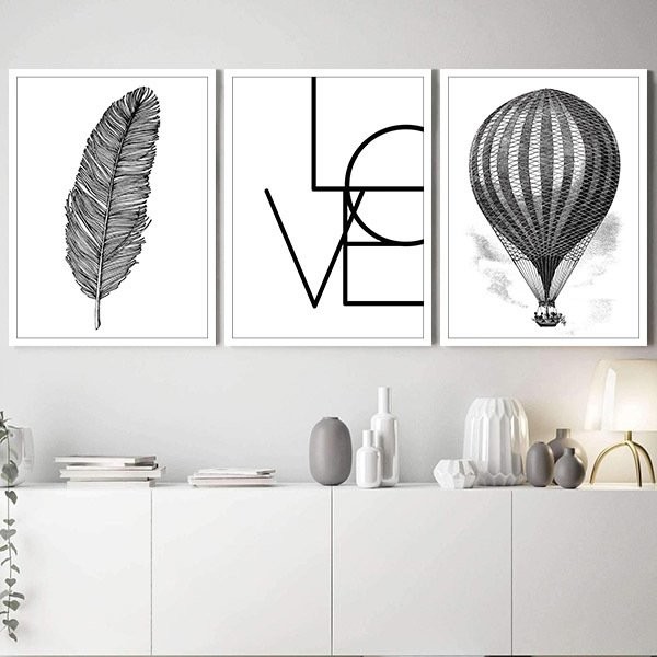 Tüy & Love & Balon Üçlü Çerçeve ve Poster Seti - SB1021