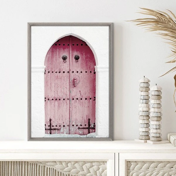 Pembe Ahşap Kapı 1 Çerçeve ve Poster -  M1072