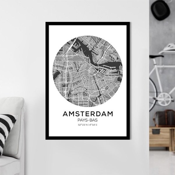 Amsterdam Harita 1 Çerçeve ve Poster - SH1000