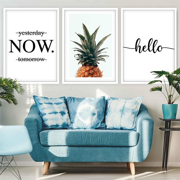 Ananas ve Motto Üçlü Çerçeve ve Poster Seti - K1013