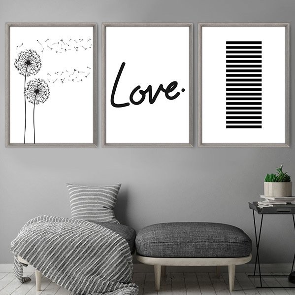 Love Tema 1 Üçlü Çerçeve ve Poster Seti - K1008