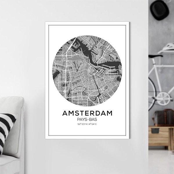 Amsterdam Harita 1 Çerçeve ve Poster - SH1000