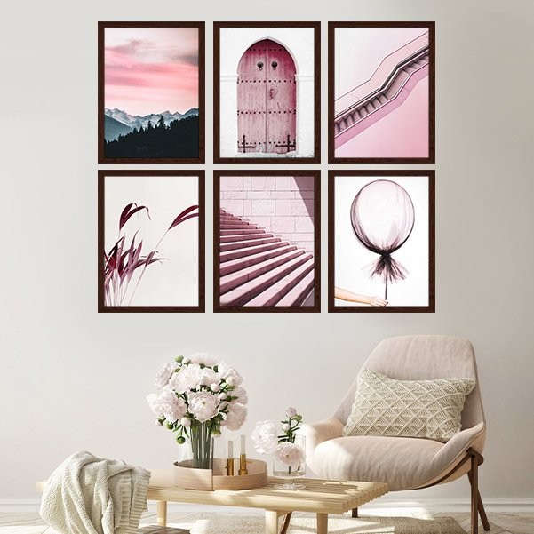 Soft Pembe Detaylar 1 Çoklu Çerçeve ve Poster Seti  - K1010