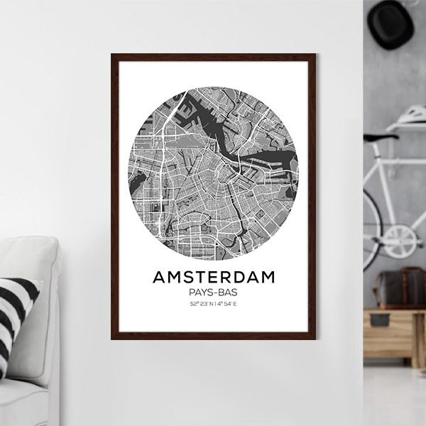 Amsterdam Harita 1 Çerçeve ve Poster - SH1000