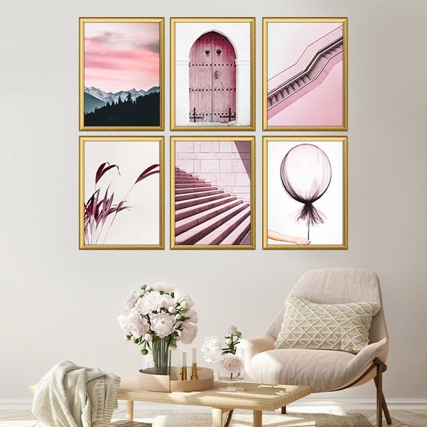 Soft Pembe Detaylar 1 Çoklu Çerçeve ve Poster Seti  - K1010