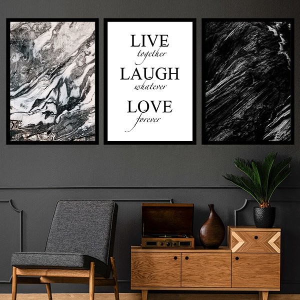 Live & Laugh & Love Üçlü Çerçeve ve Poster Seti - SB1011